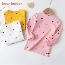 Bear Leader Girls Casual Sweaters 2023 New Autumn Spring Kids Baby Heart Print Clothing Fashion Soft Clothes Sweet Toddler Suits