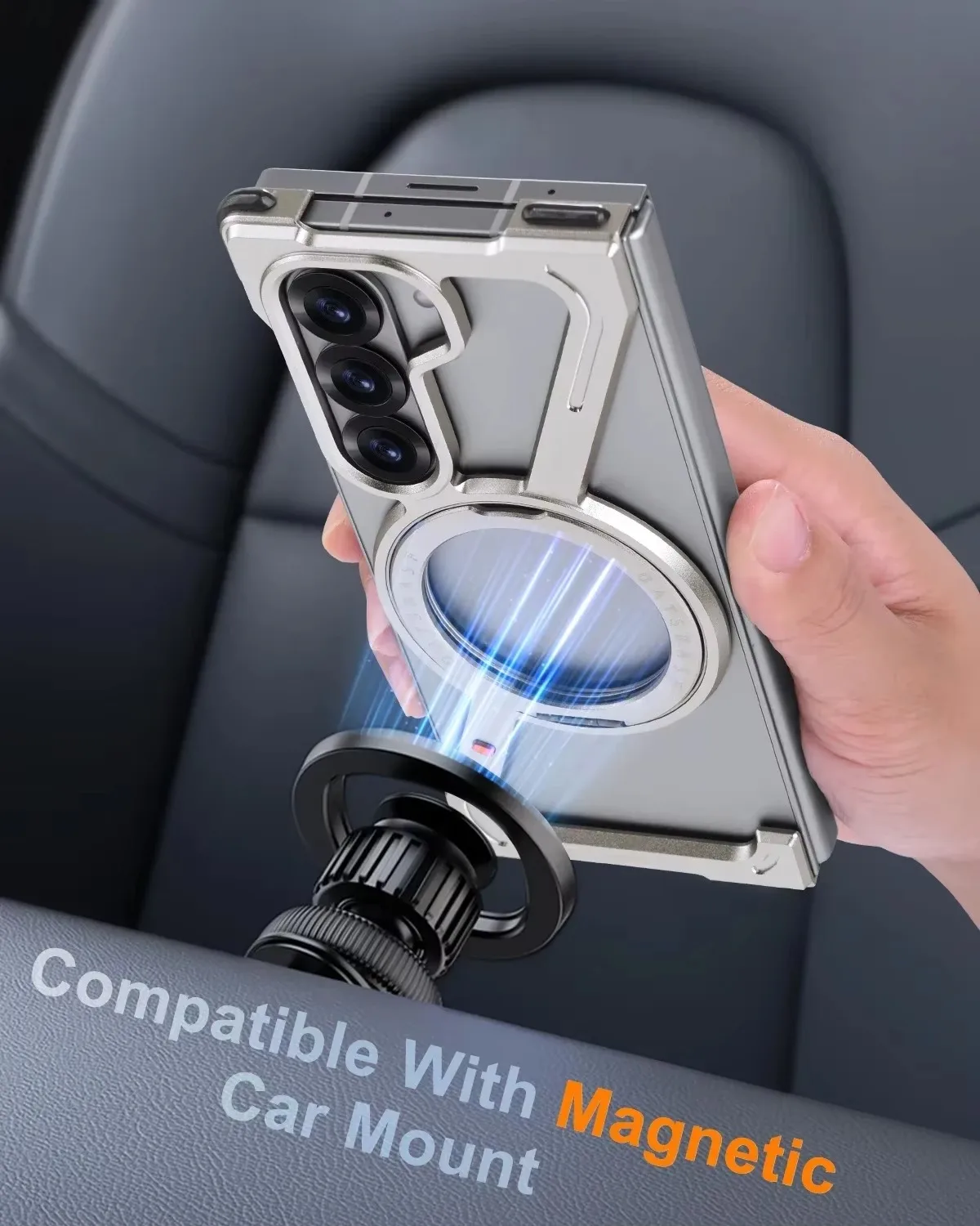 Eary Frameless Case for Galaxy Z Fold 7 With 360°Rotataion Magnetic Stand Metal Aluminium Shell Shockproof Protector Phone Cover