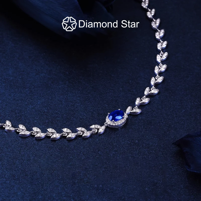 

Diamond Star Blue Lab Grown Gemstones Jewelry 9K Gold Bracelets Engagement Anniversary Bracelets