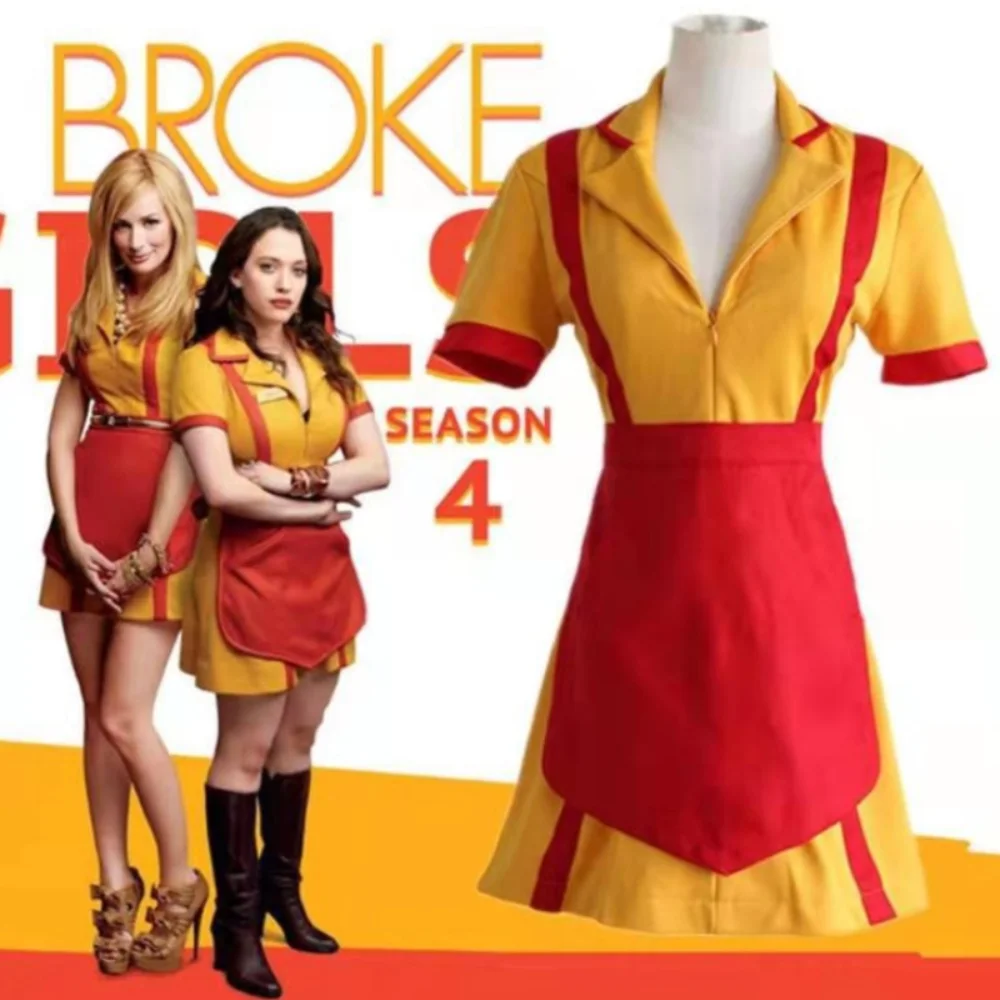 

Cosplay Two Broke Girl Max Black Caroline Wesbox Costume Max Caroline Bar Restaurant Work Clothes