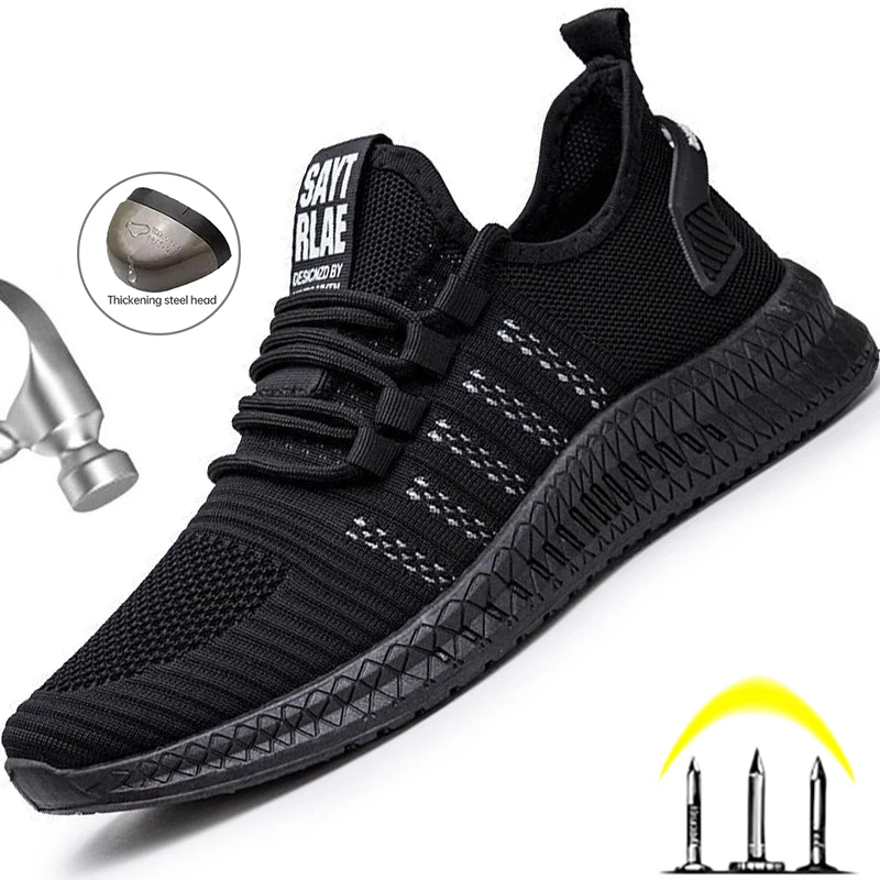 Safety Shoes Work Safety Shoes Men Women Work Sneakers Summer Breathable Construction Shoes Steel Toe Safety Boots Anti-Puncture Boots safety shoes,men shoes