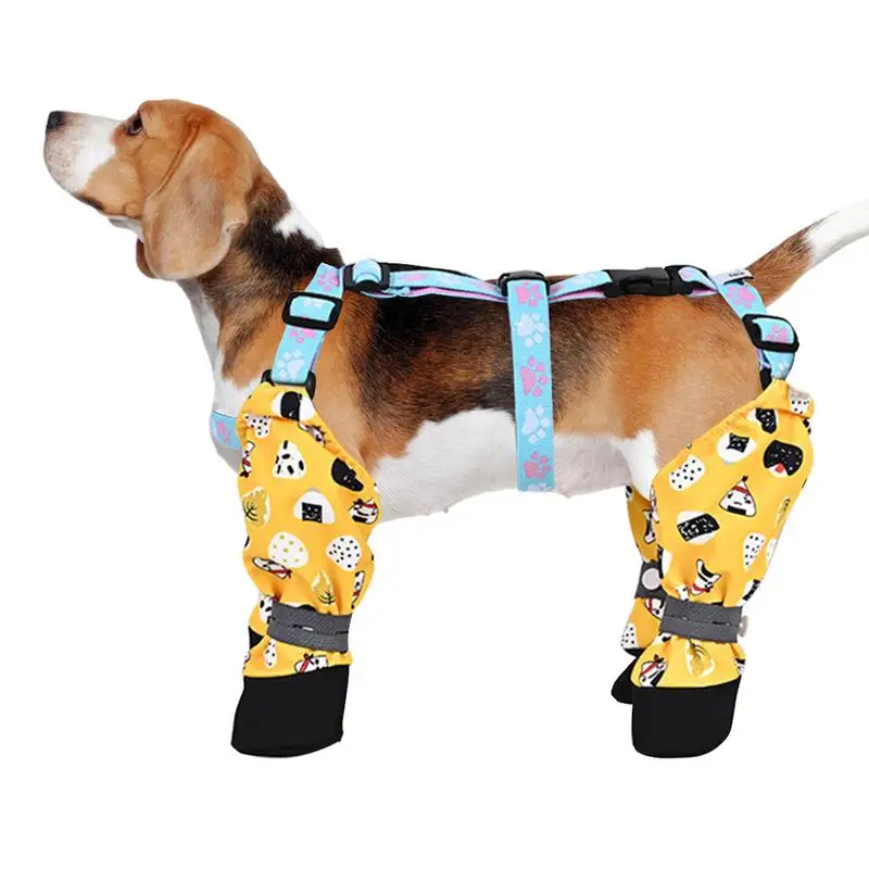 

Dog Shoes Dog Paw Protector with Auxiliary Strap Soft Dogs Boots & Paw Protectors Adjustable Protective All-Weather Dog Pants