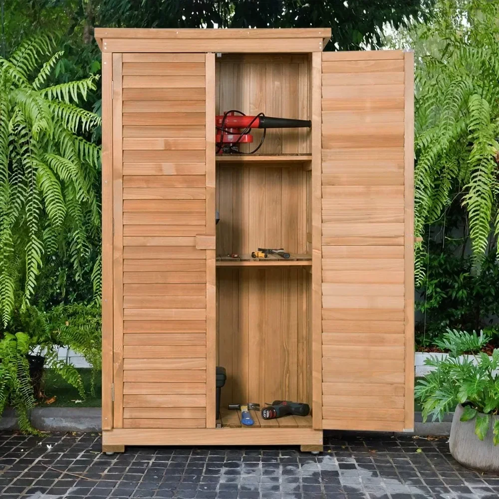 

Навес, уличный шкаф для хранения, деревянный навес с защелкой, съемные полки и устойчивая к атмосферным воздействиям крыша, наружный навес