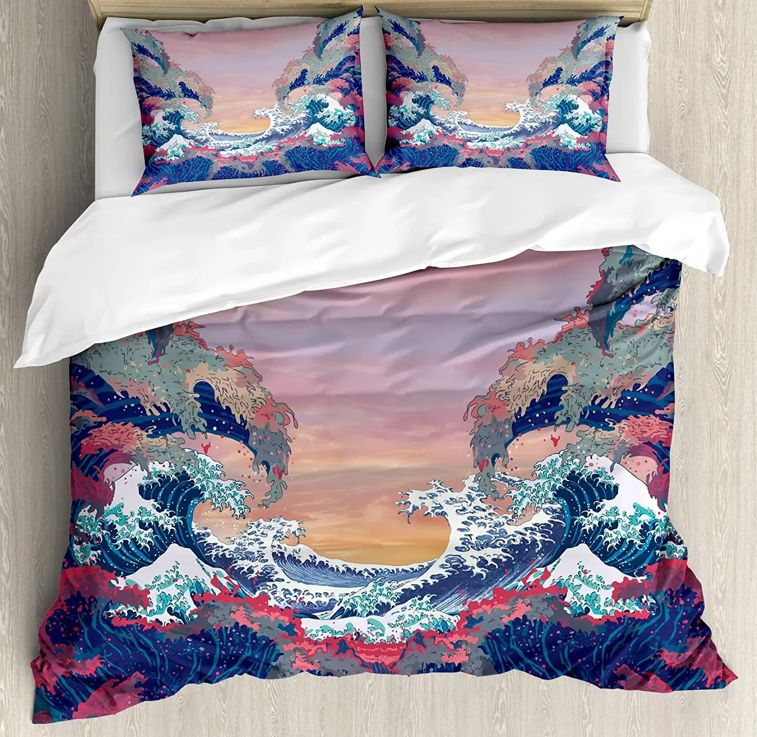 

Modern Bedding Set For Bedroom Bed Home Colorful Fantasy Sea Waves Ocean Modern Fictional Duvet Cover Quilt Cover And Pillowcase