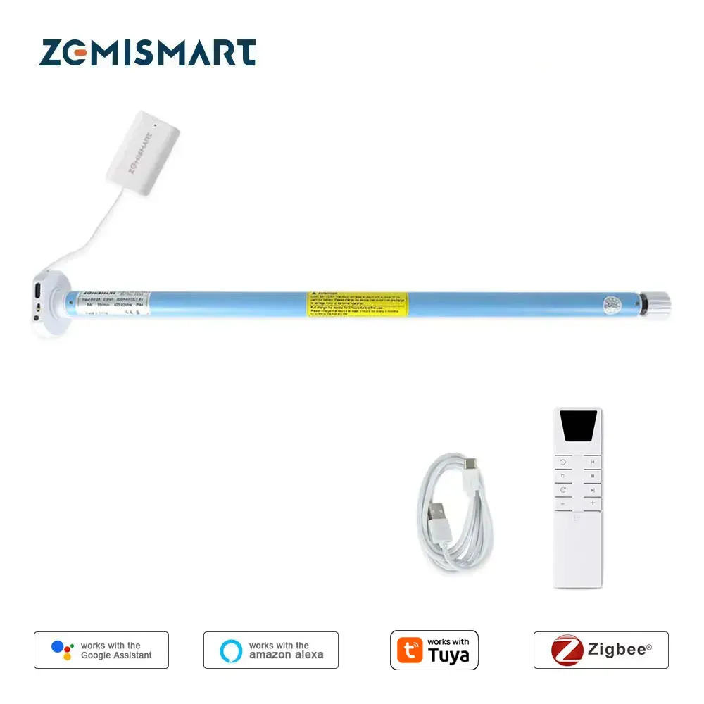 Electric Curtain Motor Zemismart Zigbee Roller Shade Blinds Motor for 17 25 28mm Tube Smart Electric Curtain Engine Works with Tuya Alexa Google Home