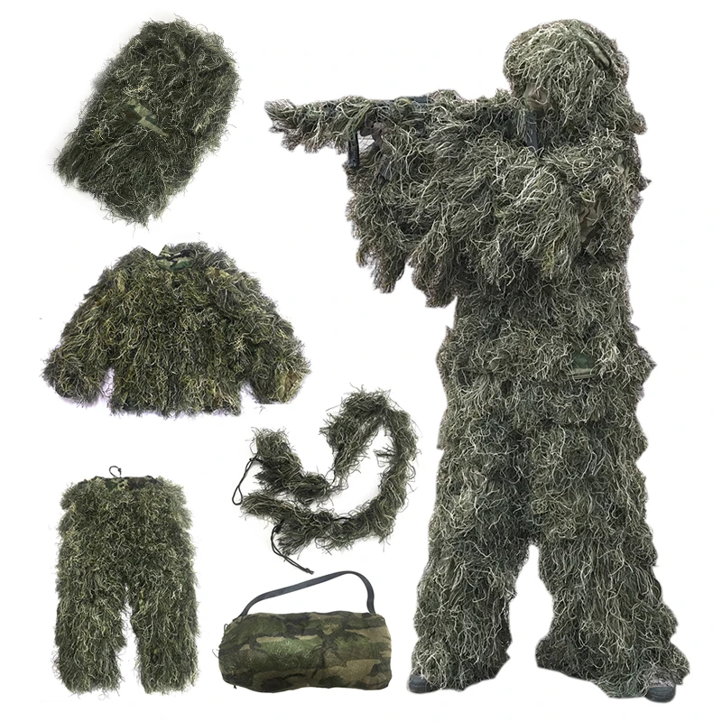 Camouflage Ghillie Suit Yowie Sniper Tactical Clothes Camo Suit for Hunting Paintball 5pcs/set