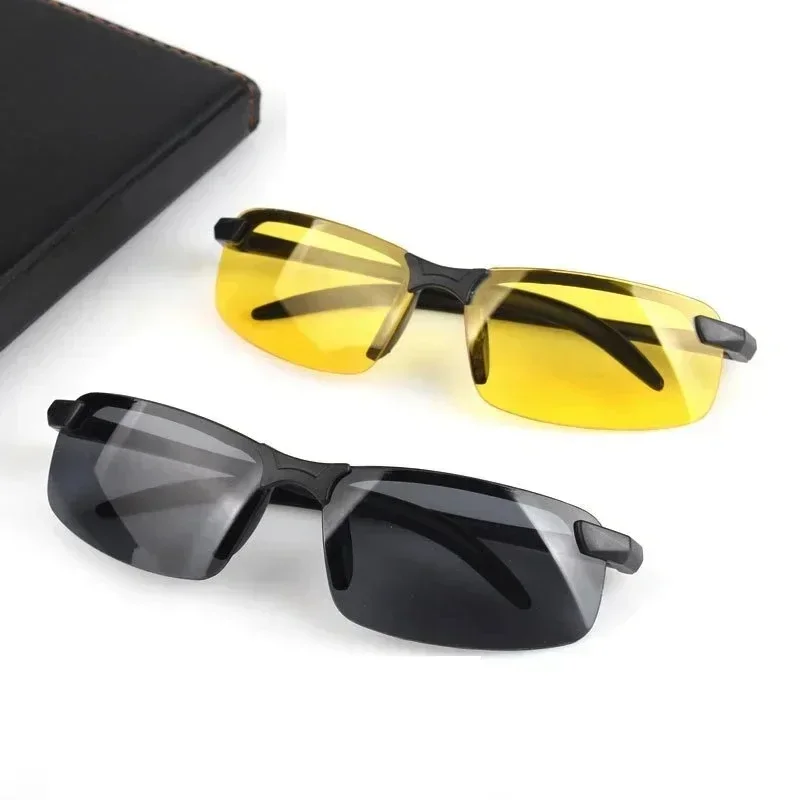 Men's Night Vision Anti-Glare Driving Glasses - Yellow Lens Sunglasses with PC Frame for Enhanced Nighttime Visibility