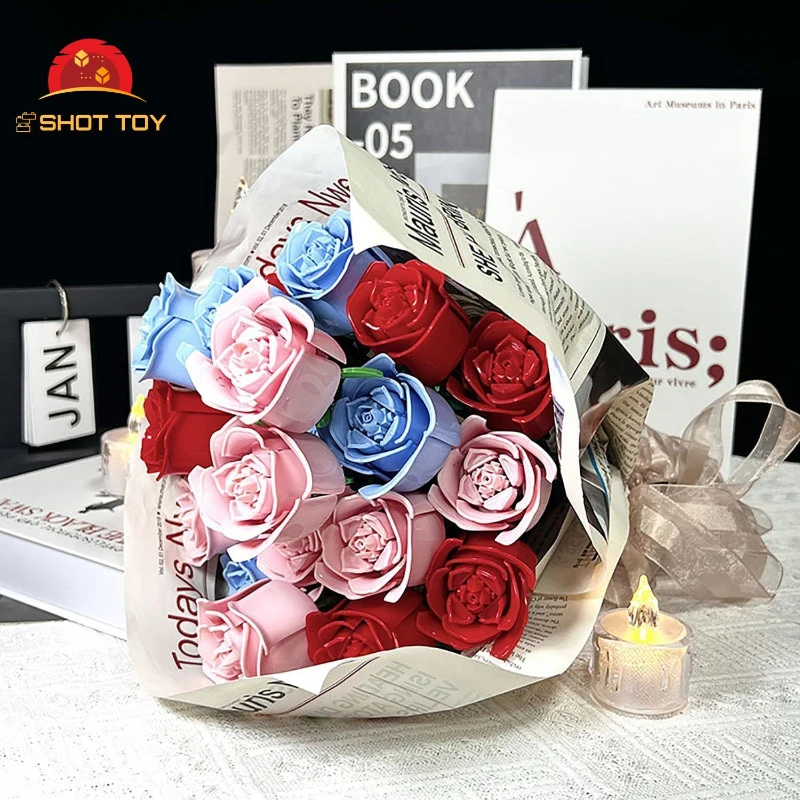 

Roses Bouquet Building Bricks Set for Mothers Day Rose Kit Toys Gifts for Mom Valentines Day Gifts for Christmas Birthday Gift