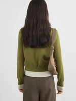 CHIC VEN femmes Cardigan décontracté col en v simple boutonnage contraste femme tricoté chandails à manches longues pulls printemps automne 6