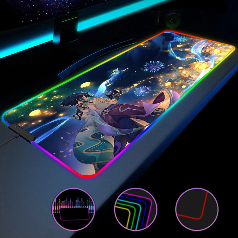 

Mousepad Anime RGB Genshin impact Gaming Play Mats Cartoon xl Size Gamer Mouse Pad XXL Keyboard Desk Computer PC Mat Notbook Pad