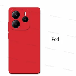 Shockproof Liquid Silicone Phone Back Cover - Durable and Stylish Protection for 24117RN76G(163.25mm) (Red)
