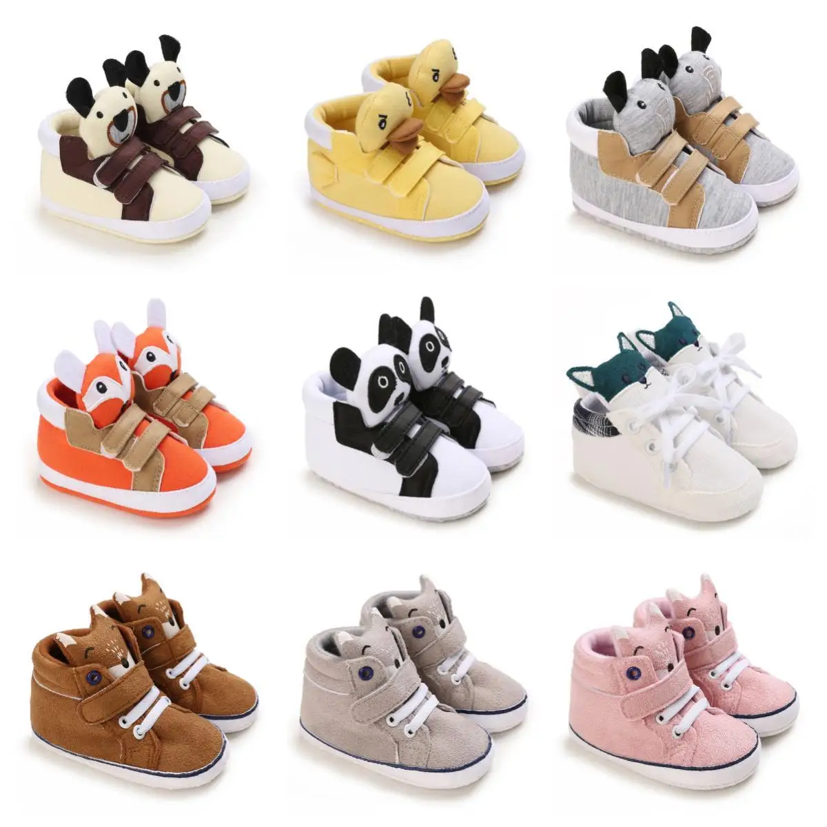 Classic Baby Shoe Boy Girl Baby Cute Animal Face Casual Flat Sneaker First Baby Ankle Boot Cotton Non-slip Warm Walking Shoes