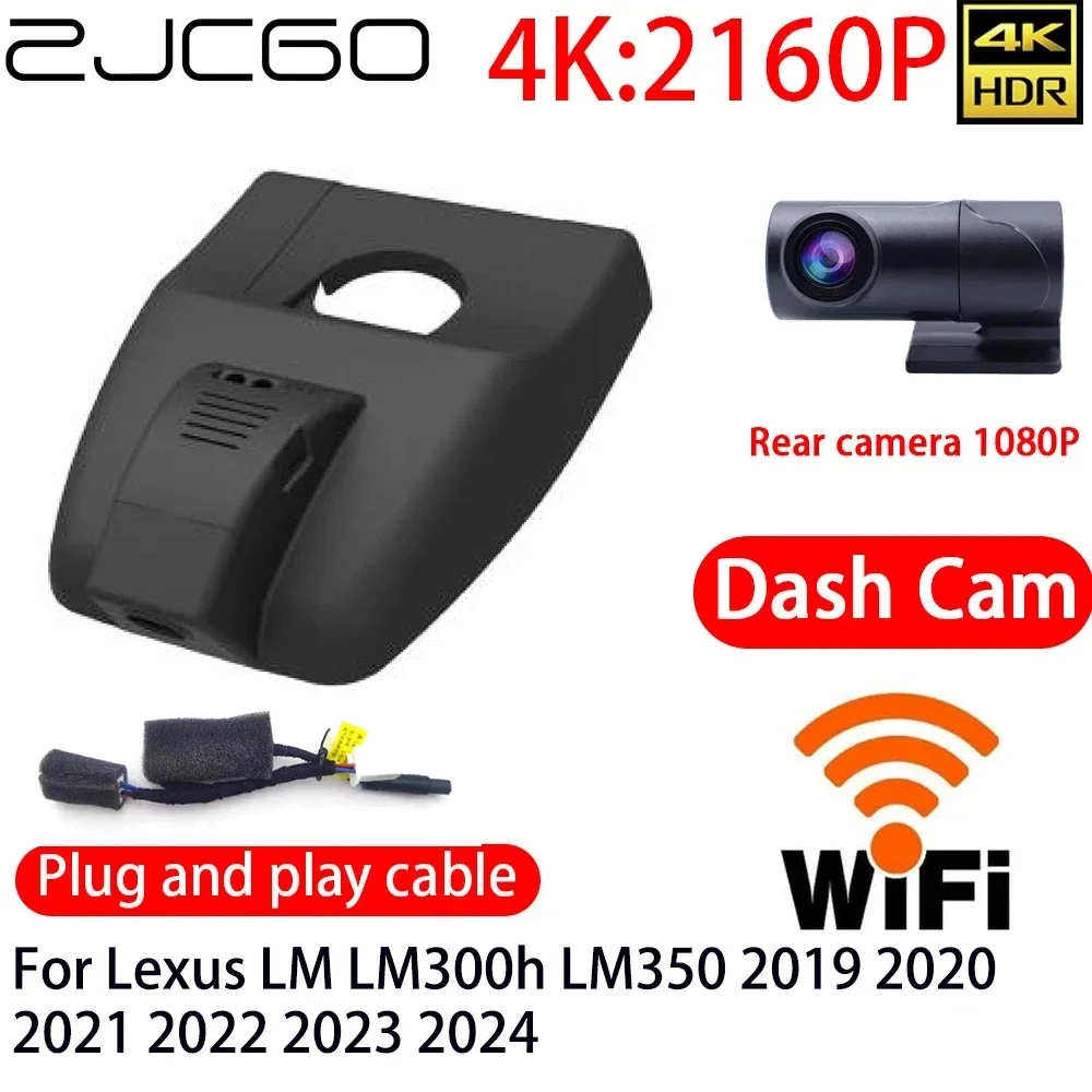 

ZJCGO 4K DVR Dash Cam Wifi Front Rear Camera 24h Monitor For Lexus LM LM300h LM350 2019 2020 2021 2022 2023 2024