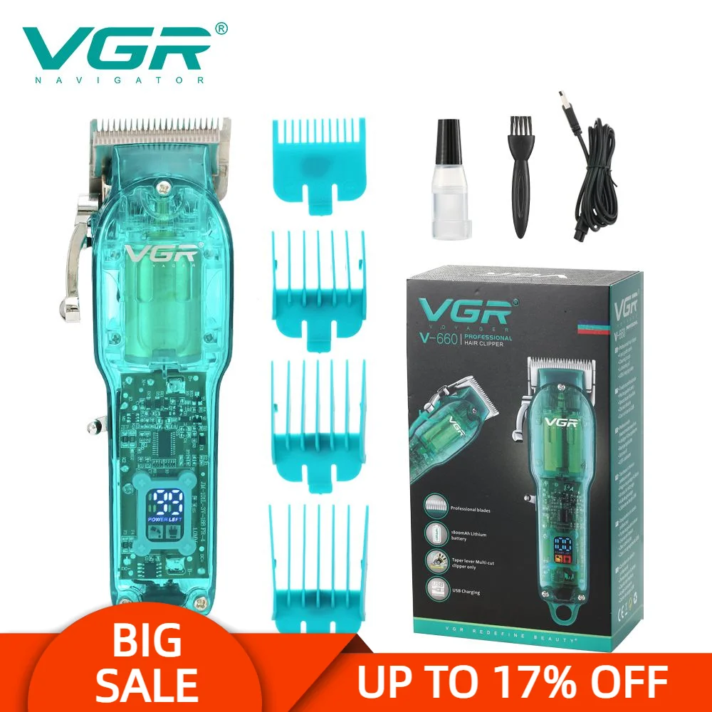 VGR V-660 Electric Hair Clipper Professional Personal Care Barber Salon Trimmer For Men Shaver LCD Rechargeable Haircut VGR 660