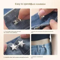1pair Five Star Waist Buckle Detachable Pant Clips Jeans Button Snaps Simple Adjustable No Sewing Waistband Clothing Accessories - Image 2