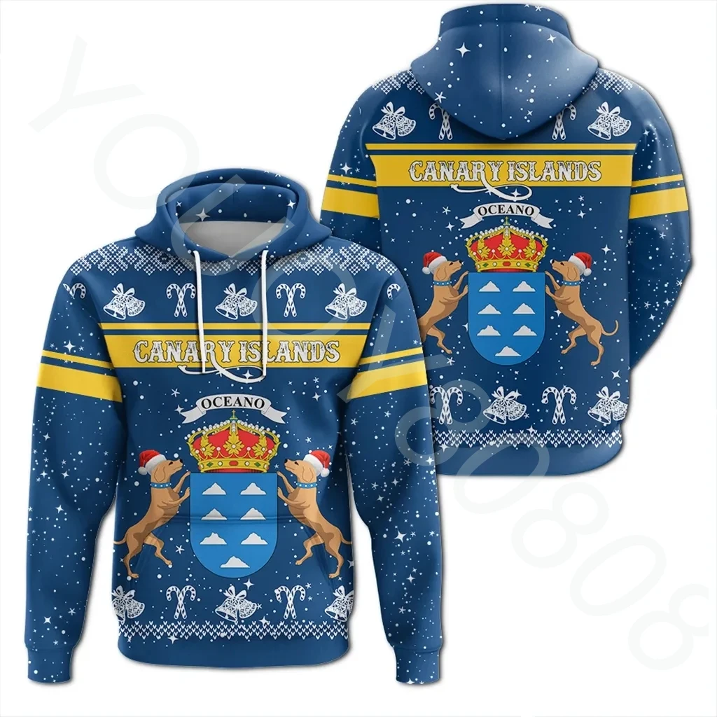 

African Region Men's New Clothing Sweatshirt Print Casual Sports Canary Islands Hoodie Christmas - X Style Zip Hoodie Top