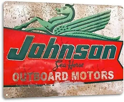 Johnson Outboard Sea Horse Motors Logo Retro Boat Shop Wall Decor Metal
