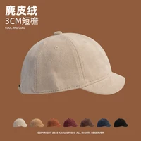 Japanese Street Short-Brimmed Peaked Cap Men's Spring and Autumn Suede Solid Color Baseball Cap Women's All-Match Retro Hat 1