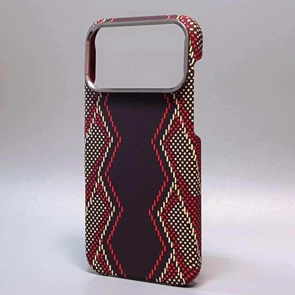 Premium Kevlar Carbon Fiber Pattern Shockproof Hard Case with Metal Lens Frame