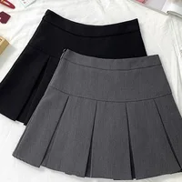 Jupe courte plissée grise taille haute pour femme, mode féminine, amincissante, polyvalente, anti-transparence, coupe trapèze, nouvelle collection printemps-automne 2