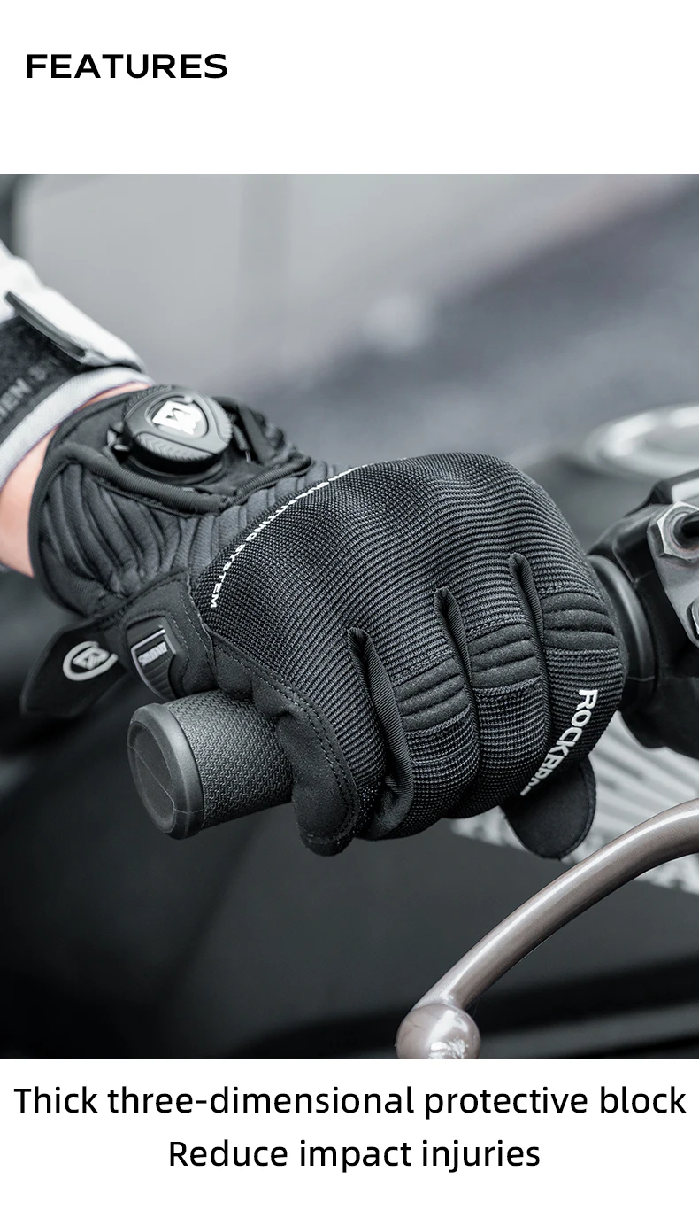 Rockbros Fahrrad handschuhe für Motorrad fahrer schnell anpassen Männer Fahrrad handschuhe Voll finger Bildschirm Touch SBR Pad Schutz MTB Handschuhe – Detail 5