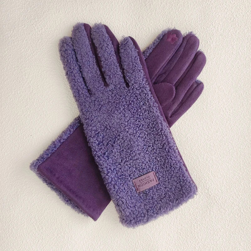 Winter Keep Warm Touch Screen Suede Gloves Women Fashion Elegant Personality Windproof Prevent Cold Add Velvet Thickened