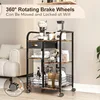Coffee Bar with Wheels, Mobile Coffee Table with Storage Drawer, 4-Tier Adjustable Coffee Cart, Rustic Wood Coffee Bar Station 4