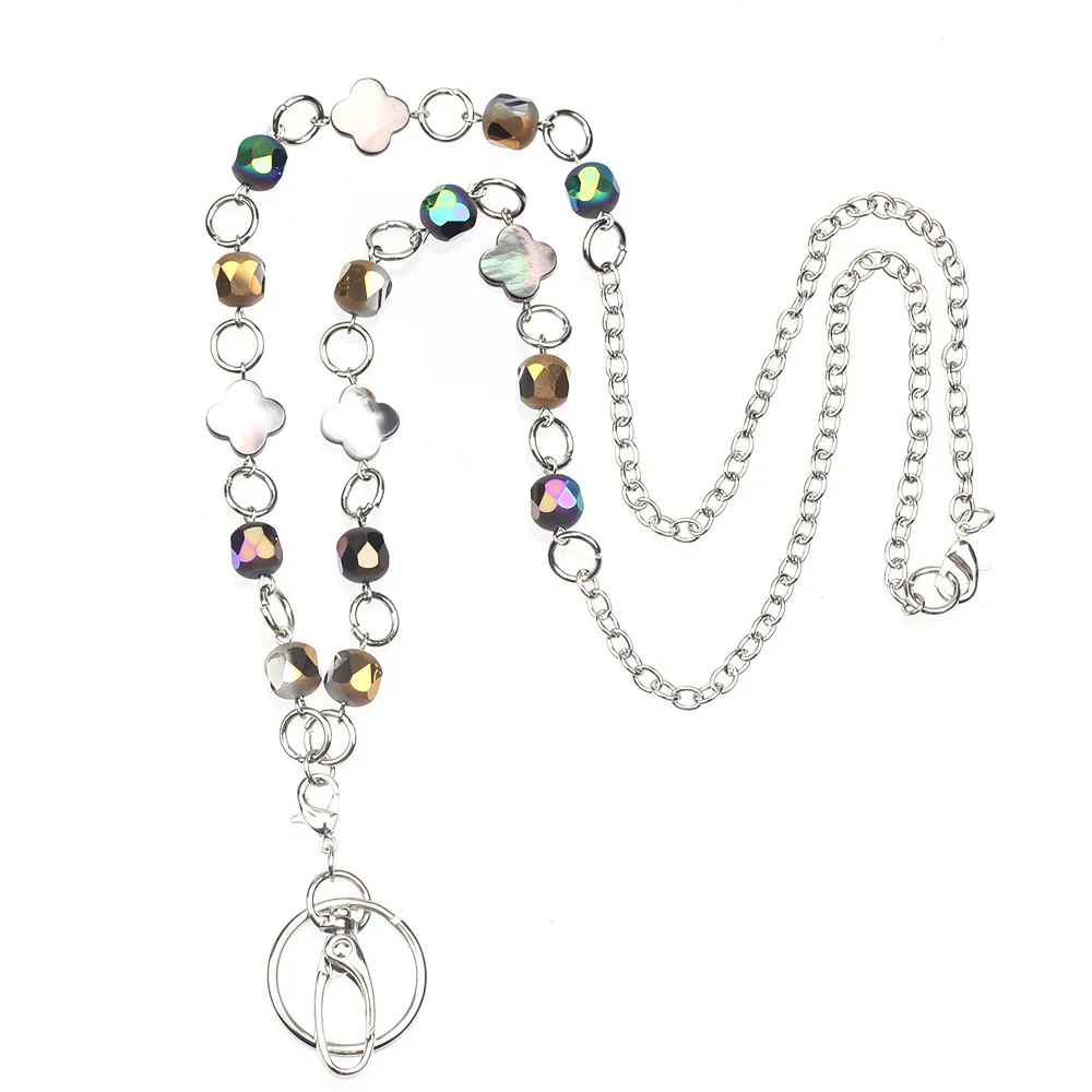 Women's Stylish Blue Beaded Lanyard with ID Badge Holder
