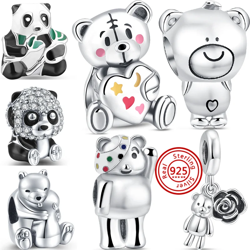 Fit Original Pandora Charms Bracciale Donna Europa Accessori Per Gioielli Nuova Maschera In Argento Sterling 925 Bear Panda Cute Fashion Beads
