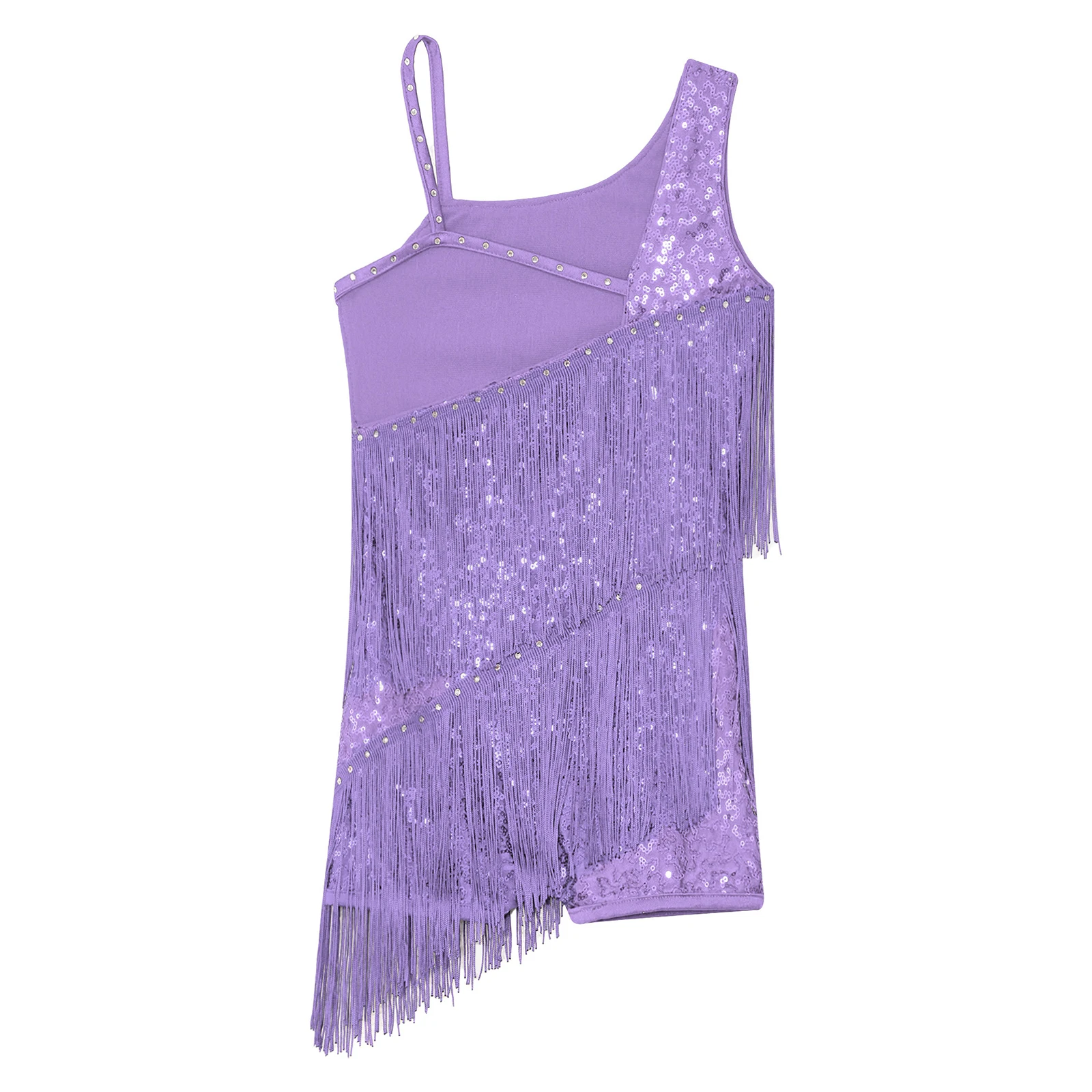 Dance Dress Dance Bodysuit Shiny Sequins Latin Ballroom Fringe Chacha Rumba Tango Salsa for Kids Girls