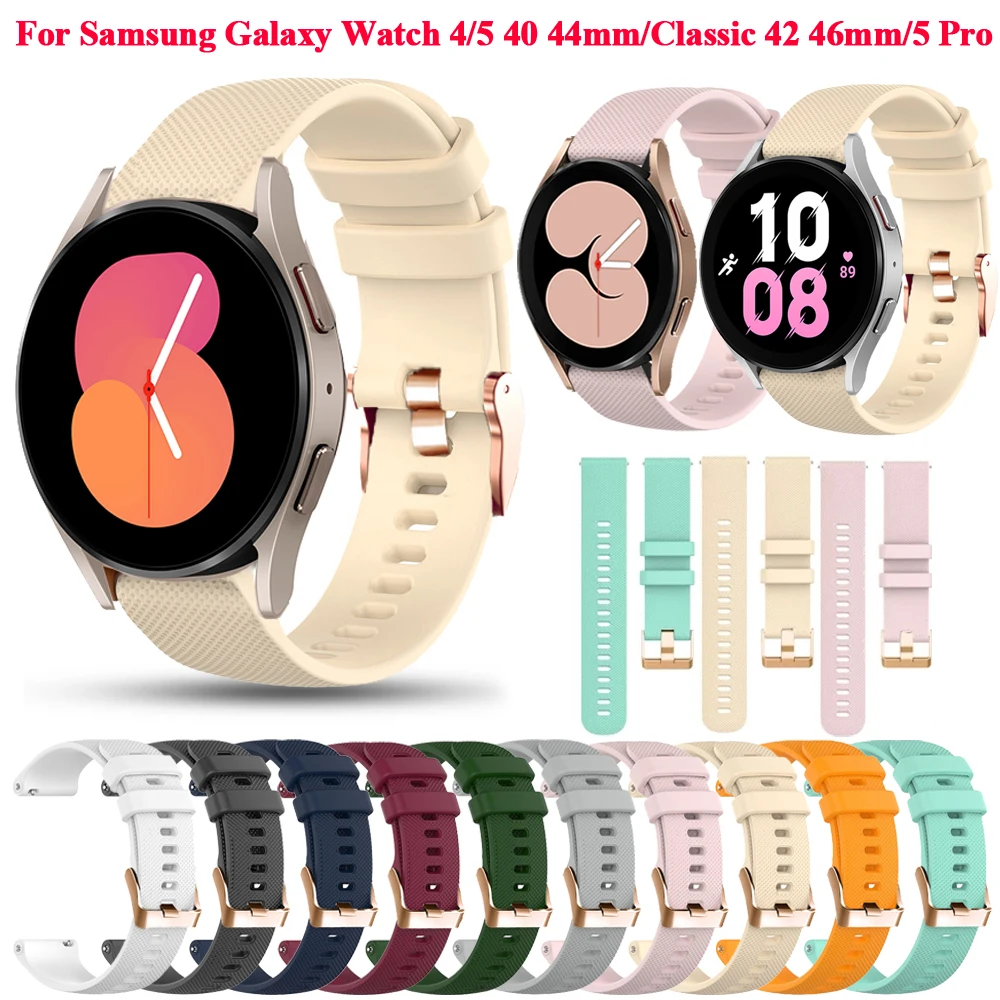 

Ремешок силиконовый для Samsung Galaxy Watch 5/4 40 44 мм, браслет для наручных часов Galaxy 4 Classic 42 46 мм, 5 pro, 20 мм