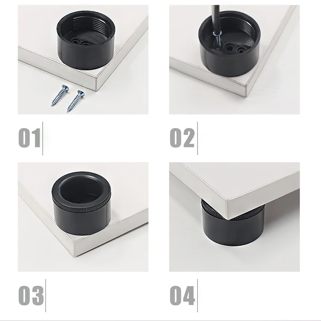 Description Picture 4 of item4pcs Adjustable Furniture Feet Round Sofa Leg Table Foot Durable ABS 30mm 55mm Height Pad for Cabinet Desk Shelve Home Hardware