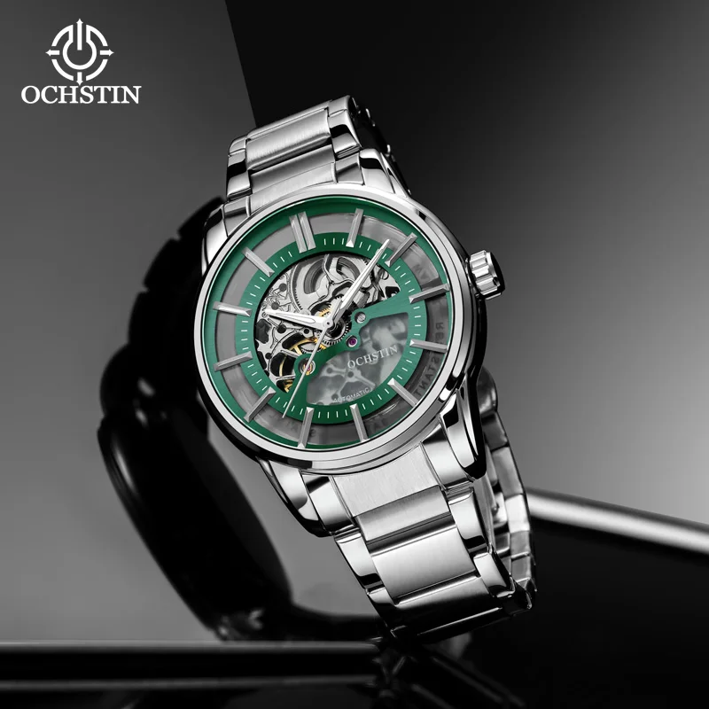 OCHSTIN Master Series New 2024 Personalized Simple Skeleton Mechanical Movement Waterproof Watch Men's Mechanical Watches