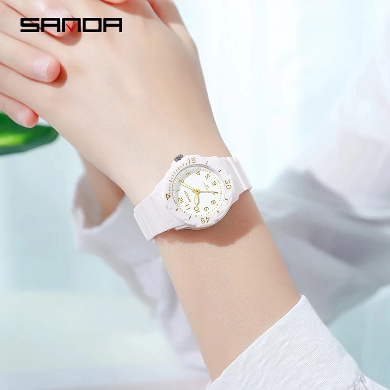 2023 New Fashion Trend Women Watch Casual Womens Clock Luminous Hands 50M SANDA Waterproof Wristwatches Quartz Reloj Mujer 6011