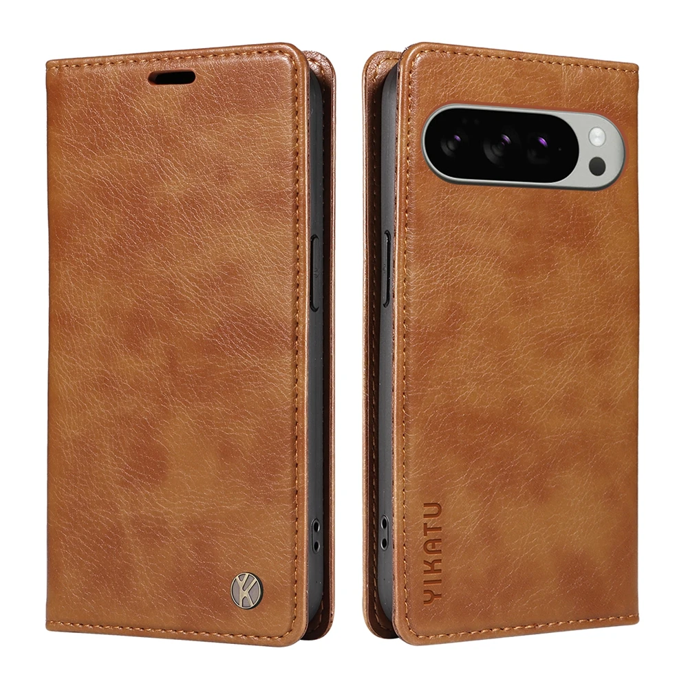 Premium Magnetic Leather Wallet Flip Case | Ultra Slim Shockproof with Litchi Texture