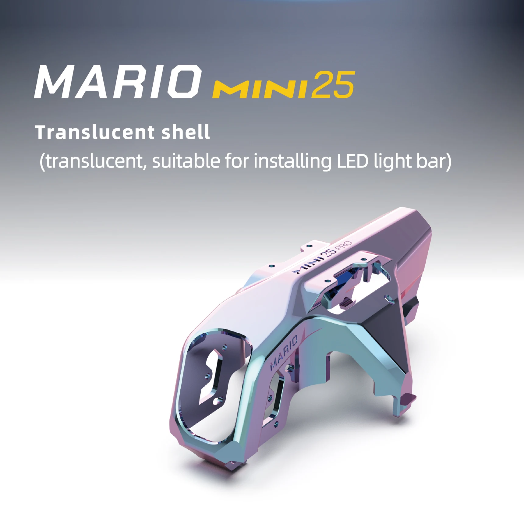 Détail des pales translucides noires avec éclairage RGB LED, parfait pour acheter hélices et moteurs drone