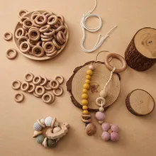 

20PCS Wooden Ring Baby Teether 25mm/30mm Circle Beech Ring Natural Wood Rodent Teething Rings DIY Bracelet Ornaments Accessories