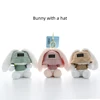 New Cartoon Summer Refreshing Sun Hat Bunny Plush Keychain Funny Cute Animal Backpack Decoration Pendant Children Birthday Gift 1