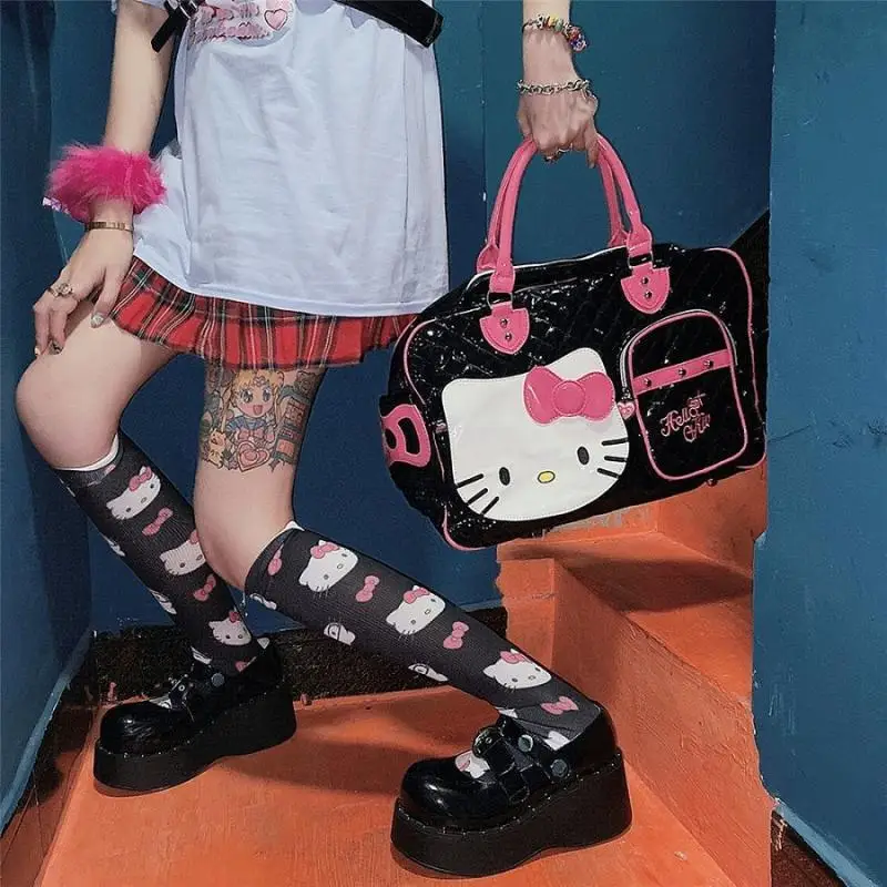 

New Kawaii Sanrio Kitty Cartoon Cute Shoulder Bag Handbag Japanese Pu Large Capacity Travel Satchel Schoolbag Tote Bag