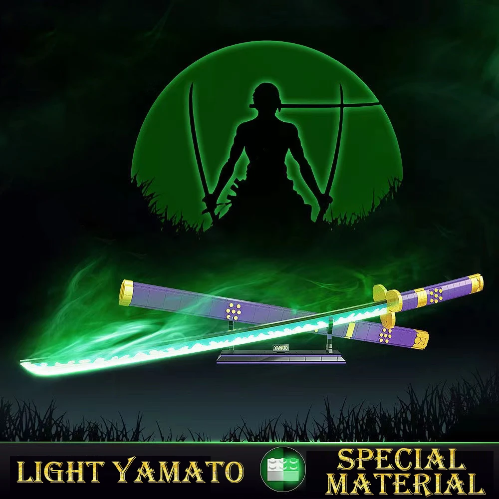

Luminous Roronoa Zoro Yamato Building Block Toy Demon Slayer Cosplay Accessories Ninja Sword Weapon Toy Gifts Brick for Children