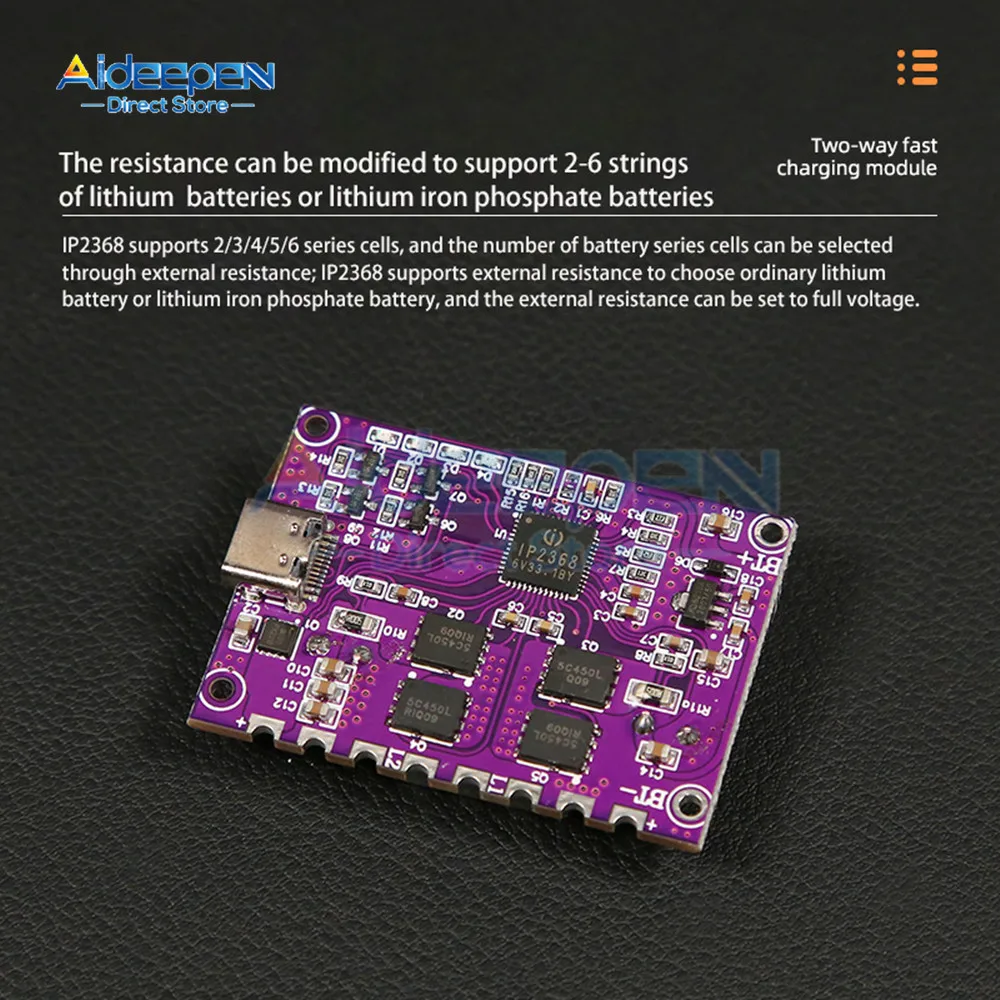 

IP2368 Bidirectional 100W Fast Charging Module Buck-Boost Type-c Interface 4S Lithium Battery High-Power Fast Charging Board