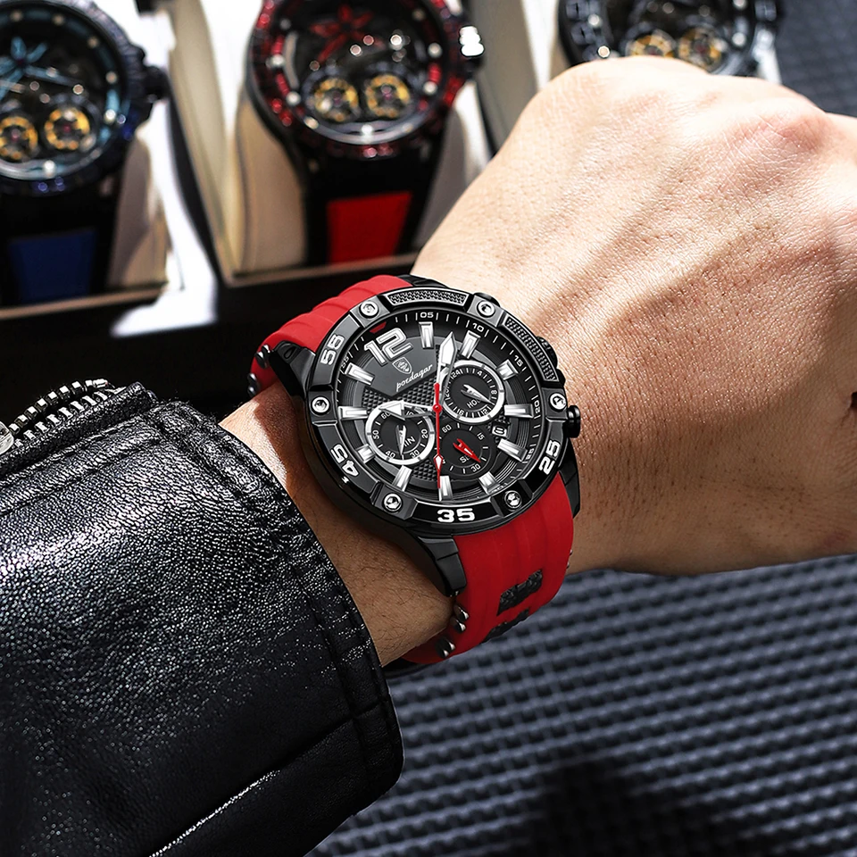 POEDAGAR Fashion Men Watch Luxury Waterproof Luminous Chronograph Date Man Wristwatch Military Quartz Men's Watches High Quality