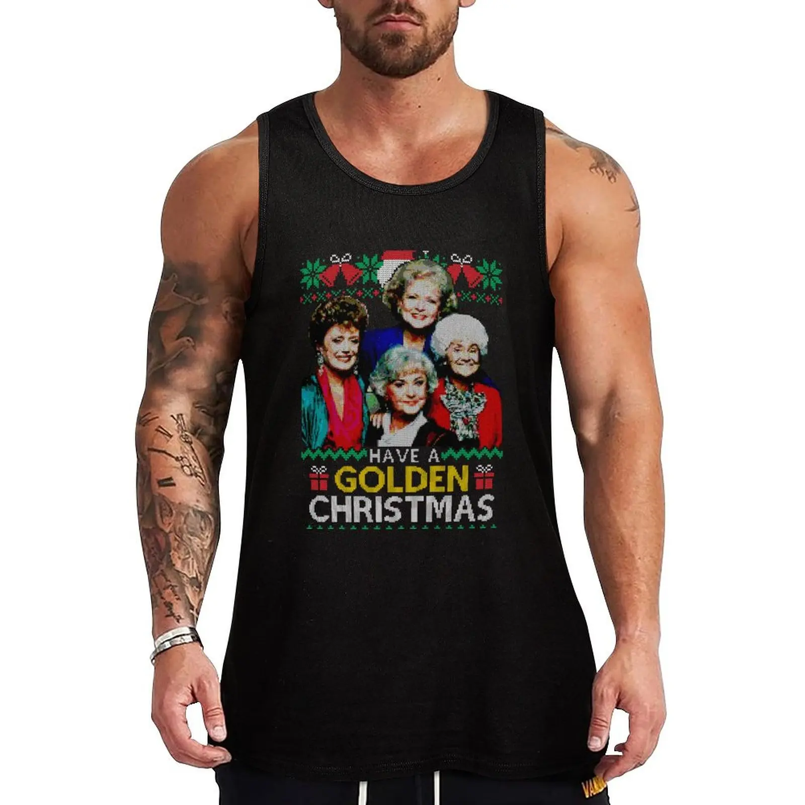 

Golden Christmas Tank Top gym accessories man men clothings vest for men