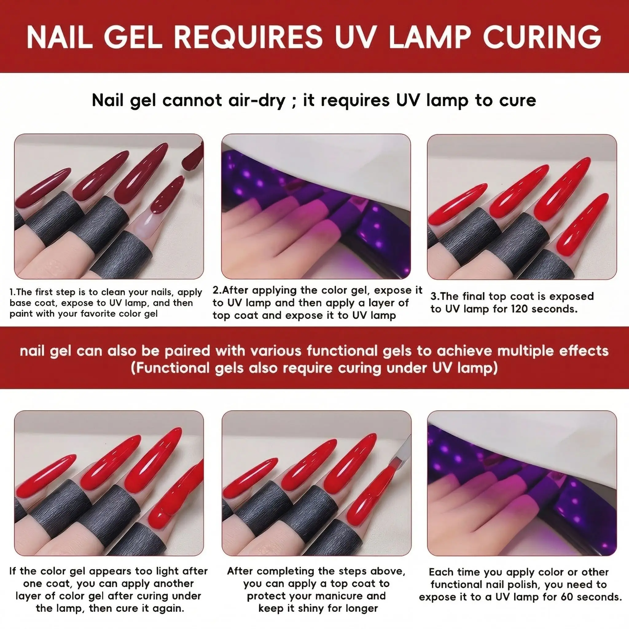 Fashionable nail gel, 6-pack, highly saturated, long-lasting and durable, salon quality, suitable for nail salons and home DIY - 6