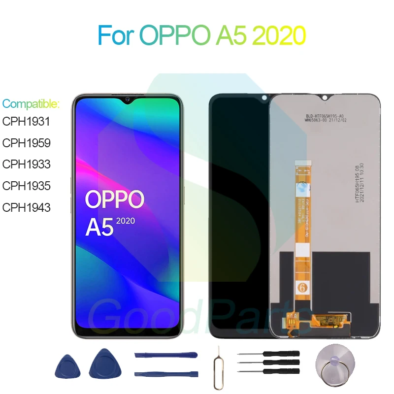 

ЖК-экран для OPPO A5 2020, 6,5 дюйма, сменный сенсорный дигитайзер в сборе для OPPO A5 43/59/33/35/2020 A5
