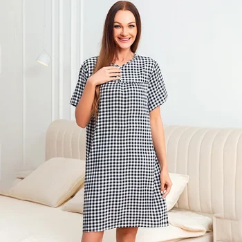 Vestaglia da casa con stampa sexy da donna Vestaglia in viscosa Lingerie da notte Estate Nuovo abito da notte da donna Indumenti da notte scozzesi Capispalla estivi 1