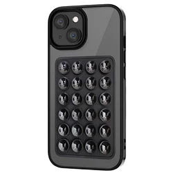 Transparent Shockproof Silicone Suction Cup Phone Case - Candy Design - iPhone 13 Pro Max (Black)