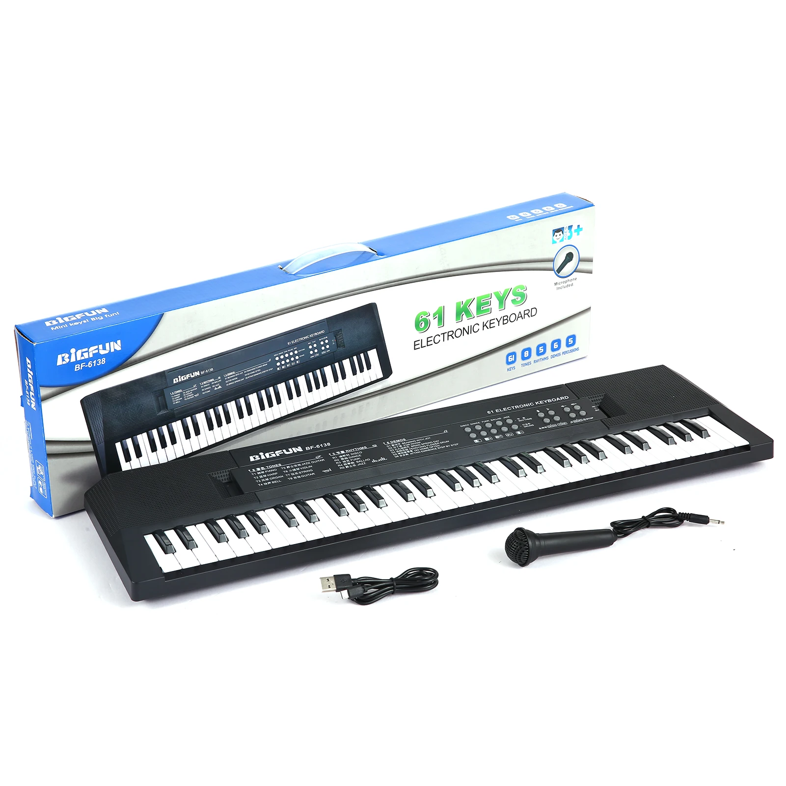 Electronic Musical Instrument 61 Keys Digital Electronic Keyboard Kids Multifunctional Electric Piano with Microphone Function