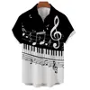 Hawaiian Men's Casual Shirt, Beach Short Sleeve 3D Musical Instrument Print Lapel, Single Button, New Summer 2024 4