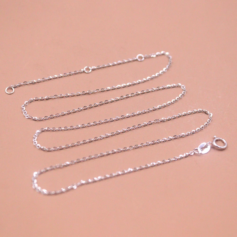 

Pure 18K White Gold Necklace 1.1mmW O Chain Link Necklace 45cm 1.3-1.6g Women Gift